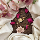 Vriksham Gold Look Alike Floral Dual Finger Ring- White-G20076